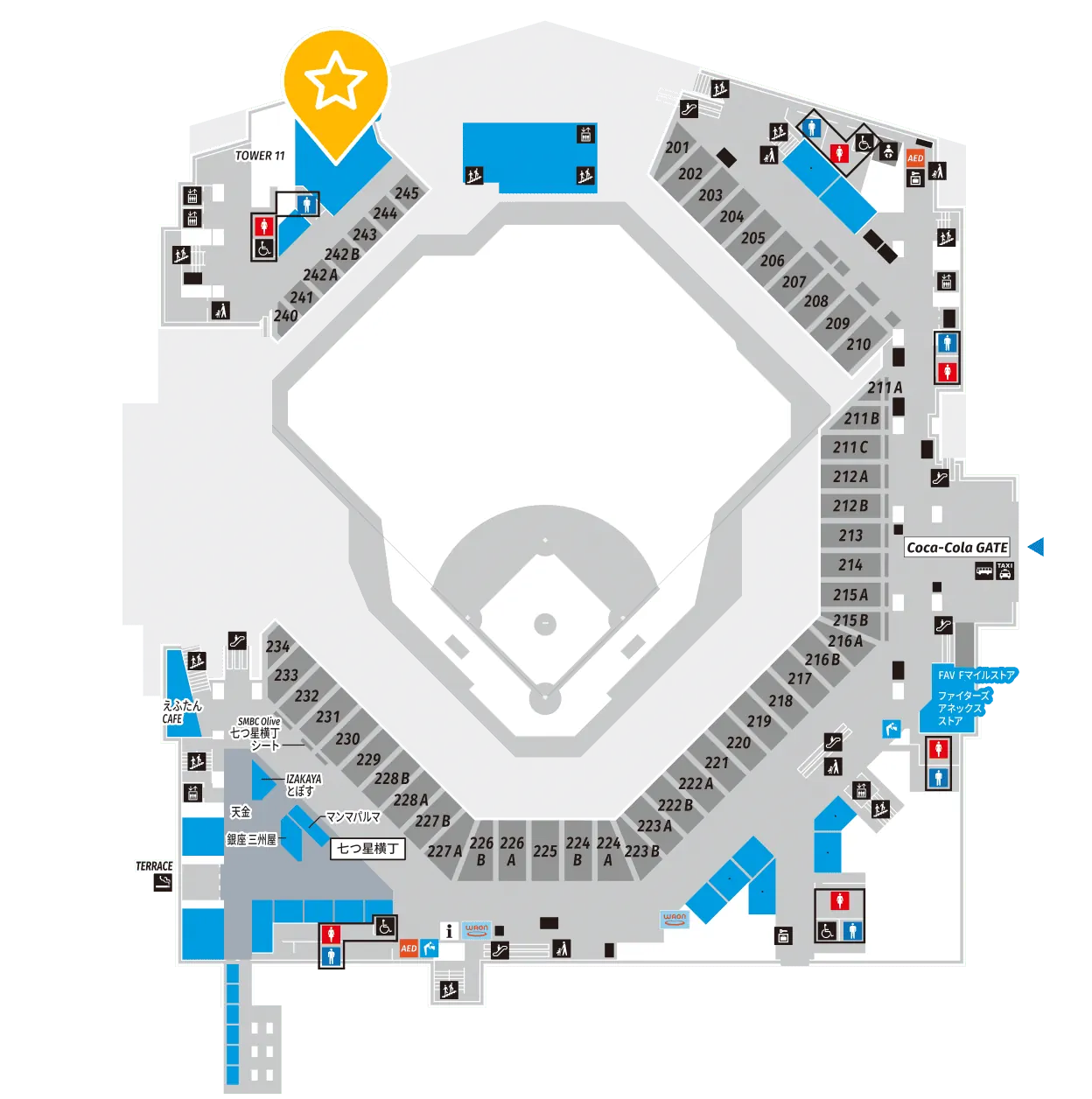 tower eleven baseball位置